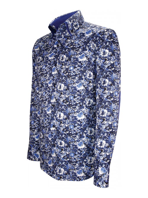 Chemise homme mode à coudières coupe cintrée UGO Emporio balzani Bleu , Blanc , 38 - Kiabi
