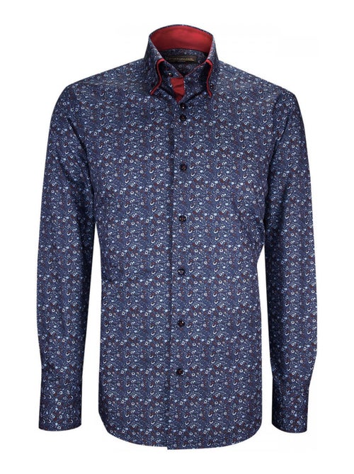 Chemise homme mode à coudières coupe cintrée UGO Emporio balzani Bleu , Blanc , 38 - Kiabi
