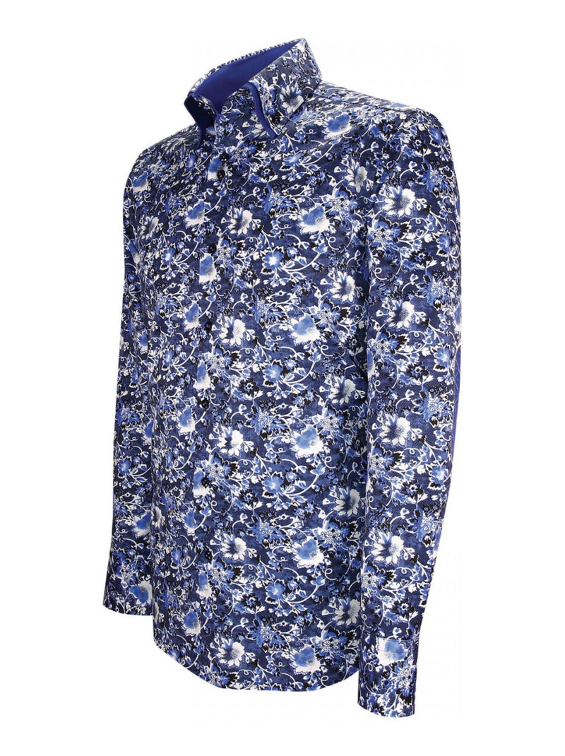 Chemise homme mode à coudières coupe cintrée UGO Emporio balzani Bleu , Blanc , 42 Bleu Blanc - Kiabi