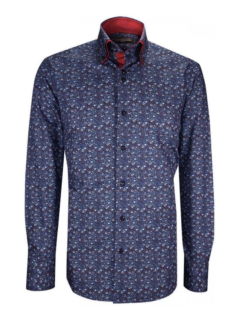 Chemise homme mode à coudières coupe cintrée UGO Emporio balzani Bleu Blanc - Kiabi