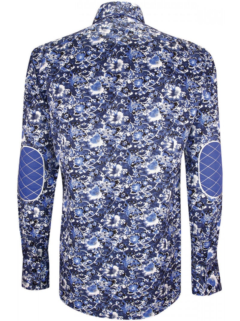 Chemise homme mode à coudières coupe cintrée UGO Emporio balzani Bleu - Kiabi