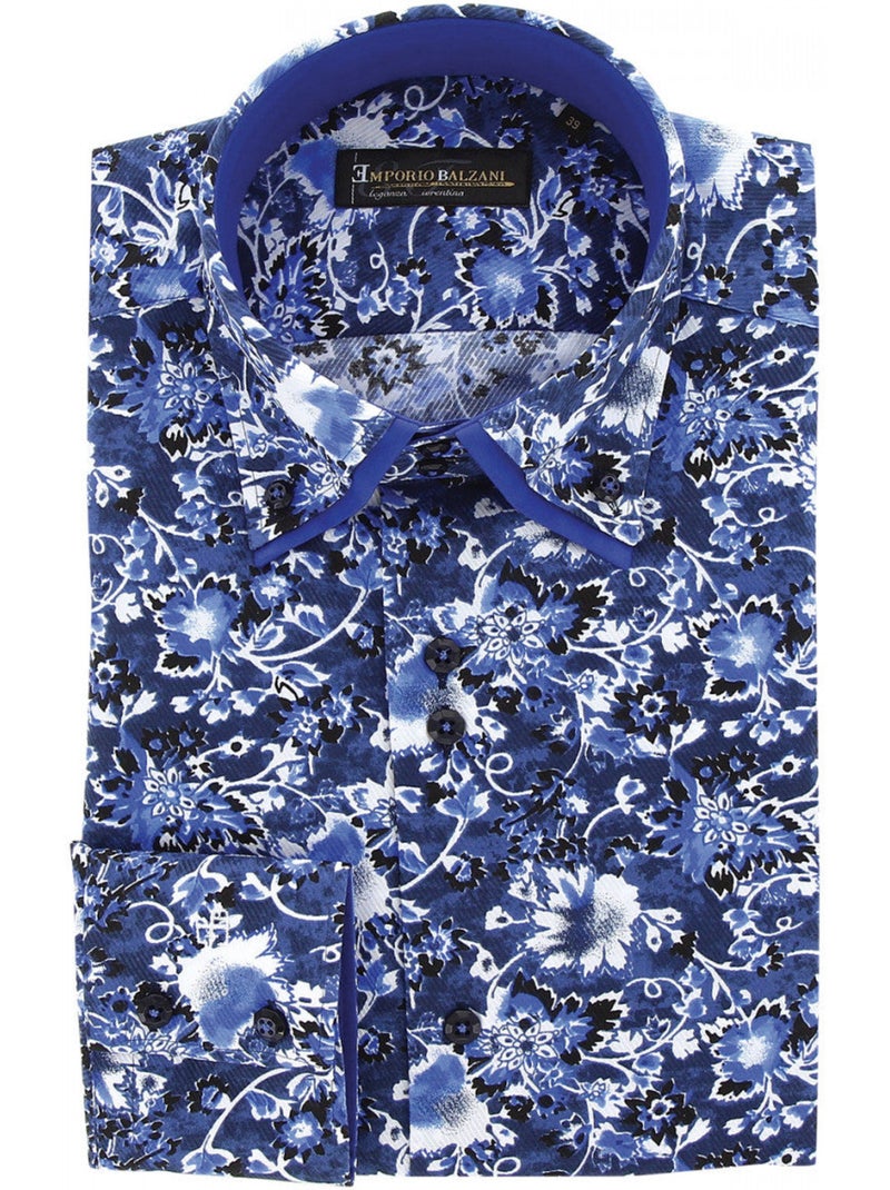 Chemise homme mode à coudières coupe cintrée UGO Emporio balzani Bleu - Kiabi