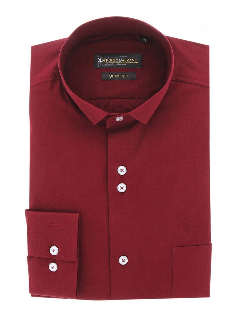 Chemise homme mode col cousu coupe cintrée NINO Emporio balzani Bordeaux , 39 Bordeaux - Kiabi