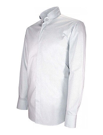 Chemise homme mode col cousu mao à motifs coupe cintrée MILO Emporio balzani Blanc , Bleu , 38