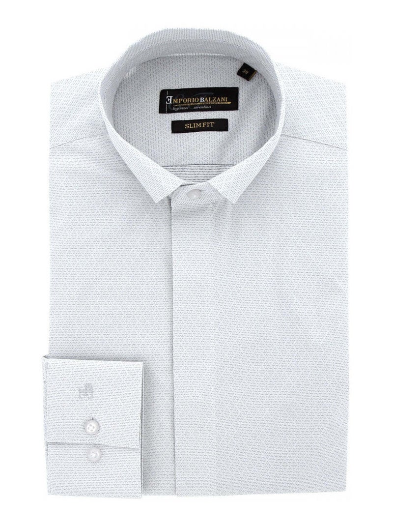 Chemise homme mode col cousu mao à motifs coupe cintrée MILO Emporio balzani Blanc , Bleu , 38 Blanc Bleu - Kiabi