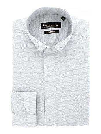 Chemise homme mode col cousu mao à motifs coupe cintrée MILO Emporio balzani Blanc , Bleu , 38