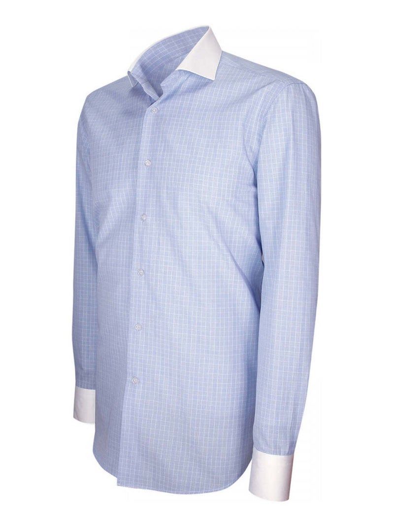 Chemise homme mode col et poignets blancs coupe cintrée JOSH Andrew Mac Allister Bleu , 40 Bleu - Kiabi