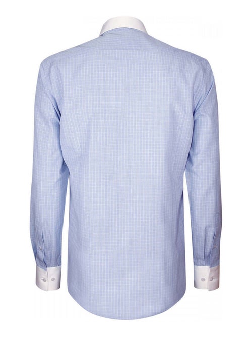 Chemise homme mode col et poignets blancs coupe cintrée JOSH Andrew Mac Allister Bleu , 40 - Kiabi
