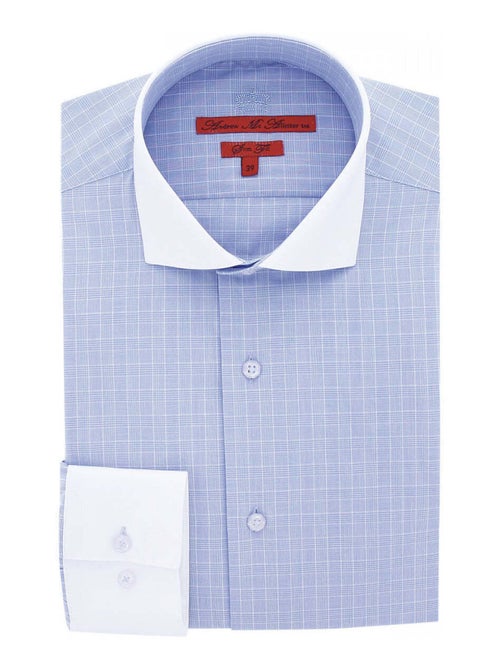 Chemise homme mode col et poignets blancs coupe cintrée JOSH Andrew Mac Allister Bleu , 40 - Kiabi