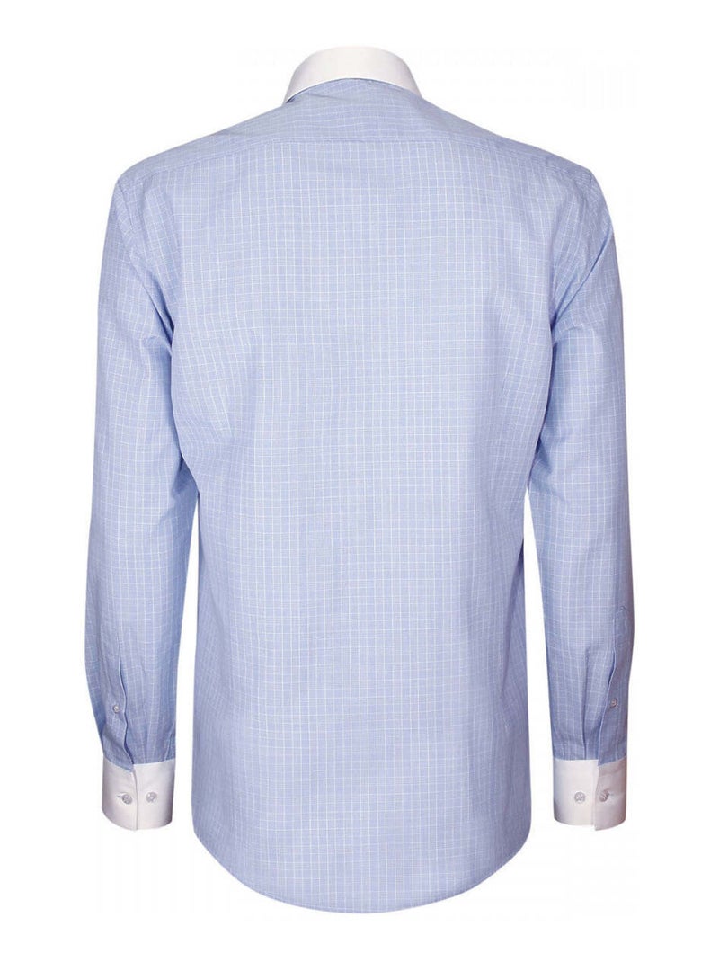 Chemise homme mode col et poignets blancs coupe cintrée JOSH Andrew Mac Allister Bleu - Kiabi