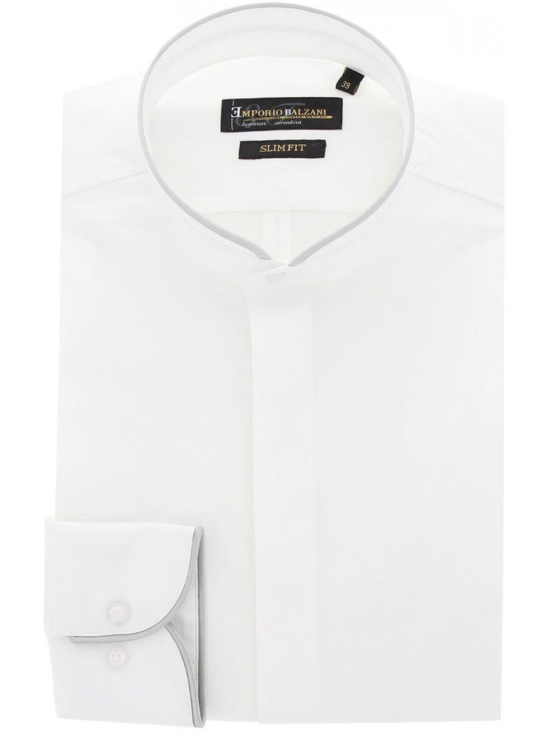 Chemise homme mode col mao coupe cintrée MAO Emporio balzani Blanc , 41 Blanc - Kiabi