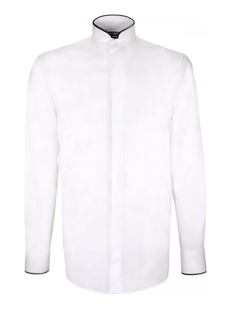 Chemise homme mode col mao coupe cintrée MAO Emporio balzani Blanc , Noir , 42 Blanc Noir - Kiabi