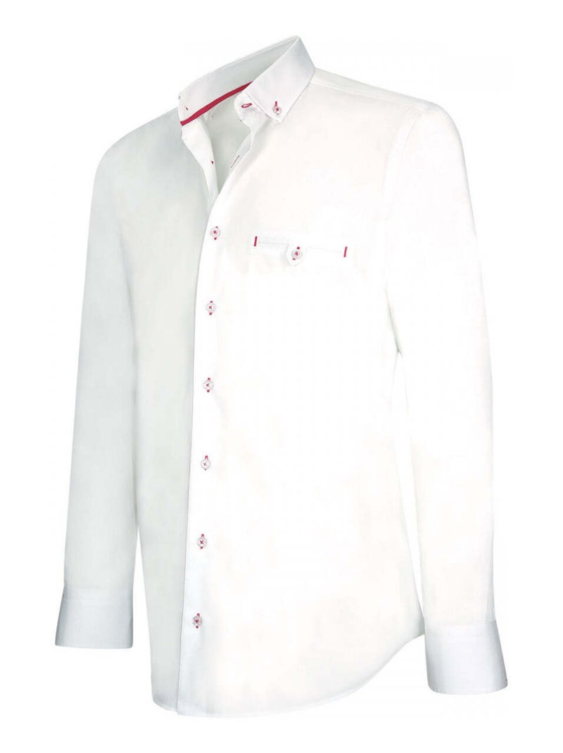 Chemise homme mode coupe cintrée ETHAN Andrew Mac Allister Blanc , Rouge , 43 Blanc Rouge - Kiabi