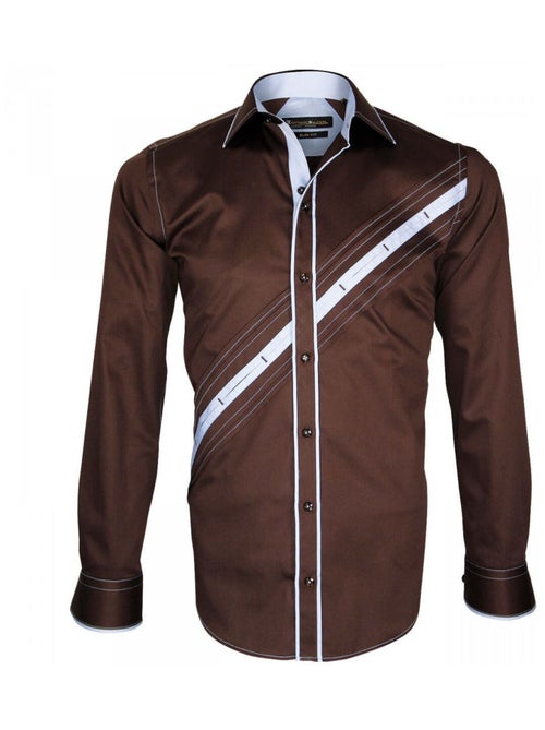 Chemise homme mode coupe cintrée LAZZIO Emporio balzani Marron , 39 - Kiabi