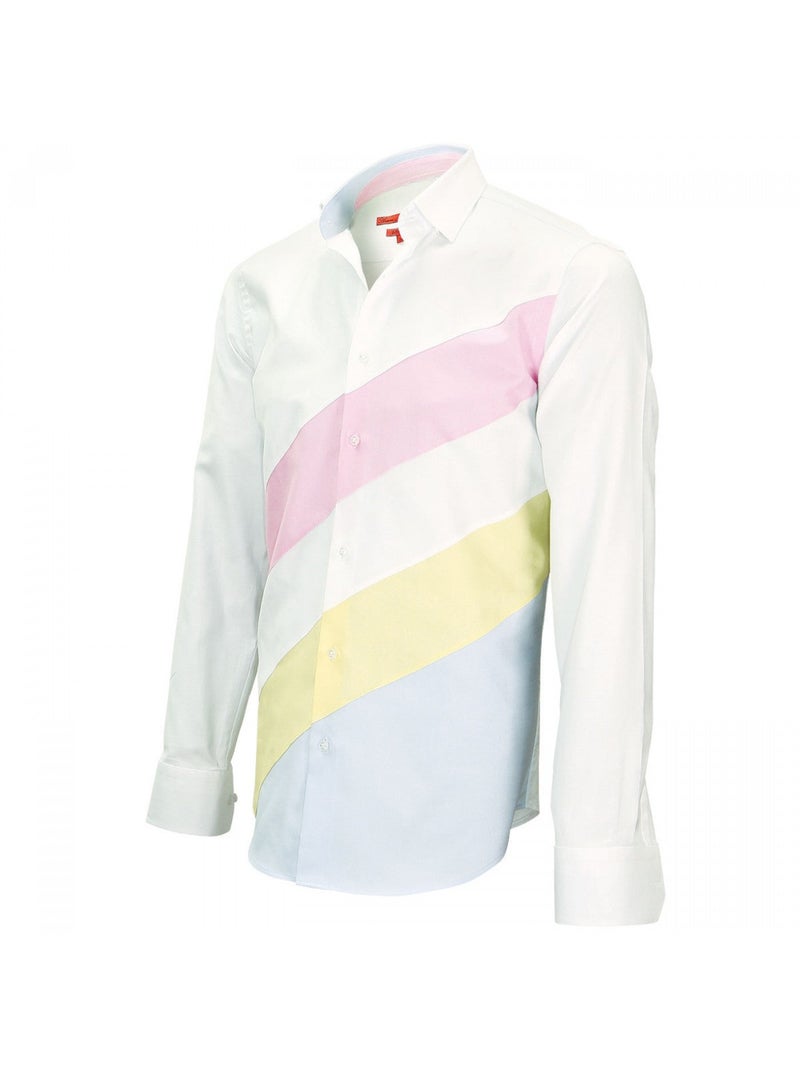 Chemise homme mode coupe cintrée THIRD Andrew Mac Allister Blanc , Jaune , 38 Blanc Jaune - Kiabi