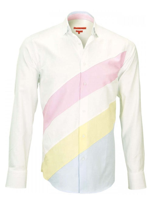 Chemise homme mode coupe cintrée THIRD Andrew Mac Allister Blanc , Jaune , 42 - Kiabi