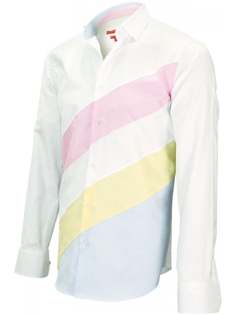 Chemise homme mode coupe cintrée THIRD Andrew Mac Allister Blanc , Jaune , 42 Blanc Jaune - Kiabi