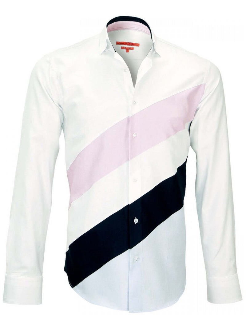 Chemise homme mode coupe cintrée THIRD Andrew Mac Allister Blanc , Jaune , 42 Blanc Jaune - Kiabi