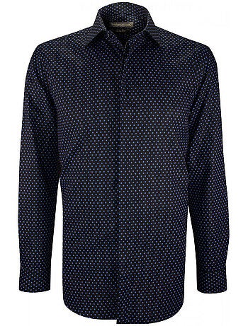 Chemise homme mode gorge cachée à motifs coupe cintrée LUIGI2 Emporio balzani Noir , 39