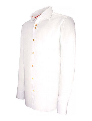 Chemise homme mode haut de gamme coupe cintrée LIVIO Emporio balzani Blanc , Rouge , 38