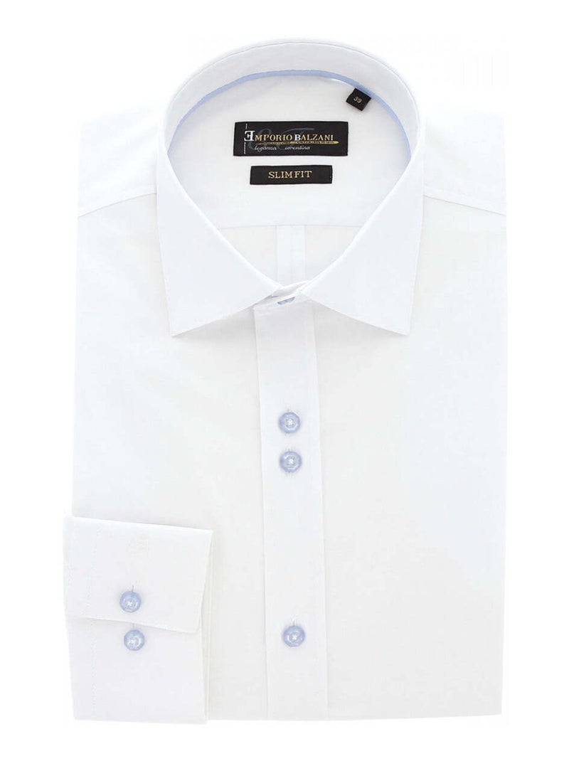 Chemise homme mode haut de gamme coupe cintrée LIVIO Emporio balzani Blanc Bleu - Kiabi
