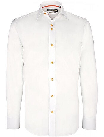Chemise homme mode haut de gamme coupe cintrée LIVIO Emporio balzani Blanc , Rouge , 40
