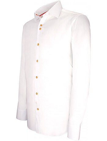 Chemise homme mode haut de gamme coupe cintrée LIVIO Emporio balzani Blanc , Rouge , 40