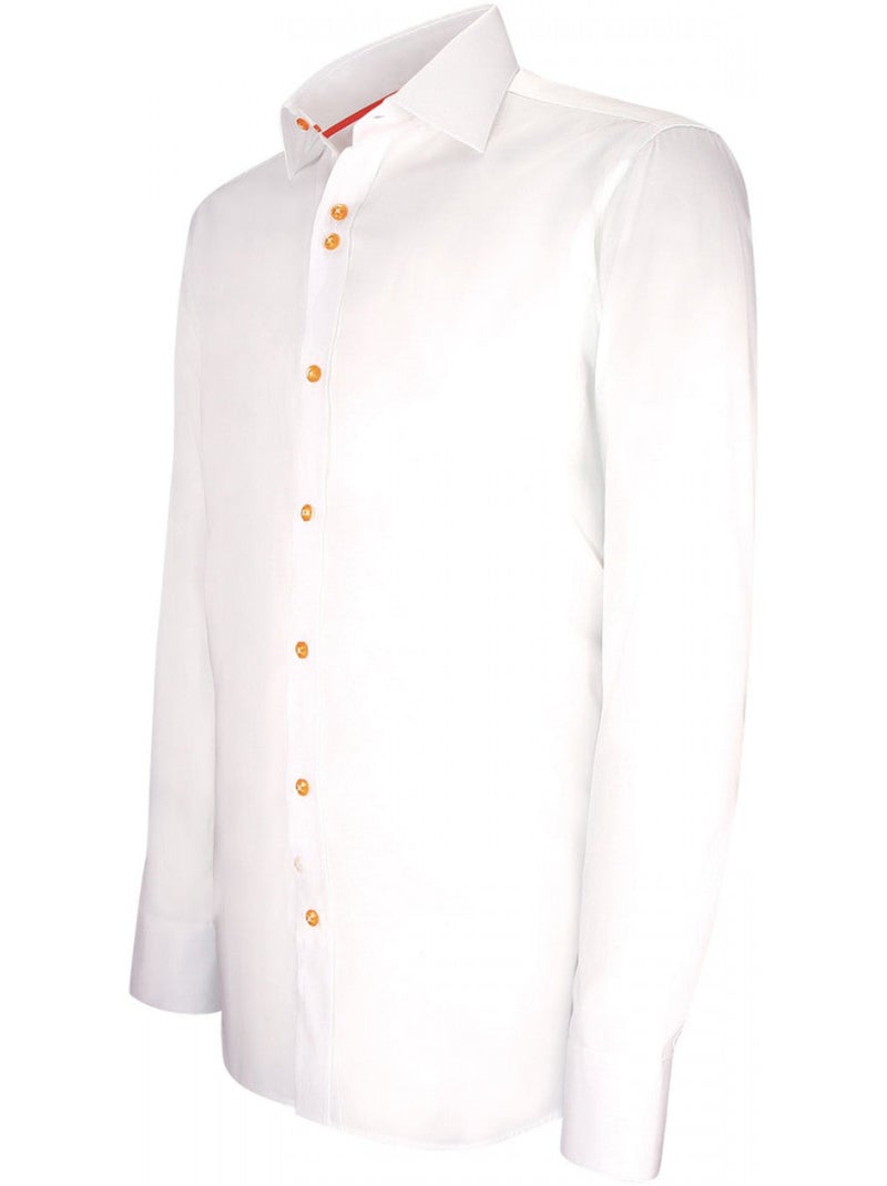Chemise homme mode haut de gamme coupe cintrée LIVIO Emporio balzani Blanc , Orange , 40 Blanc Orange - Kiabi