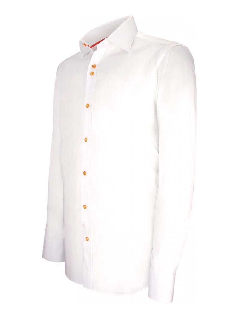 Chemise homme mode haut de gamme coupe cintrée LIVIO Emporio balzani Blanc , Orange , 45 Blanc Orange - Kiabi