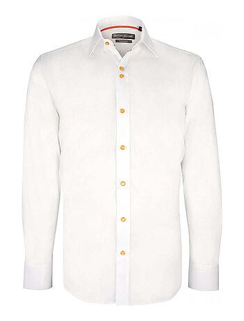 Chemise homme mode haut de gamme coupe cintrée LIVIO Emporio balzani Blanc , Rouge , 38