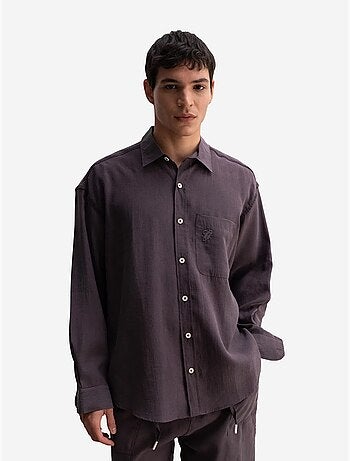 Chemise homme oversize à manches longues et poche giesto