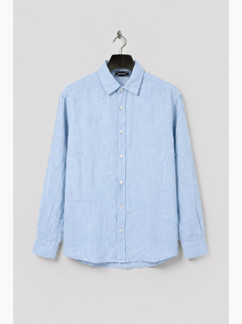 Chemise homme oversize en coton à manches longues giesto Bleu ciel - Kiabi