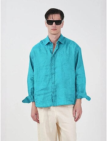 Chemise homme oversize en lin, manches longues giesto