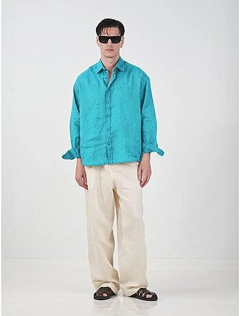 Chemise homme oversize en lin, manches longues giesto