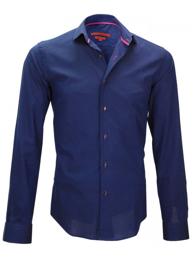 Chemise homme petit col coupe cintrée STREETER Andrew Mac Allister Bleu , Blanc , 42 Bleu Blanc - Kiabi