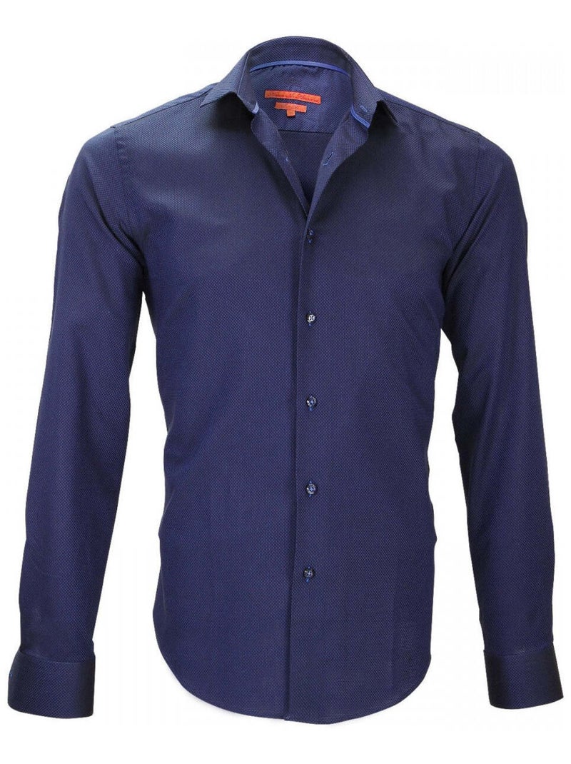 Chemise homme petit col coupe cintrée STREETER Andrew Mac Allister Bleu Blanc - Kiabi