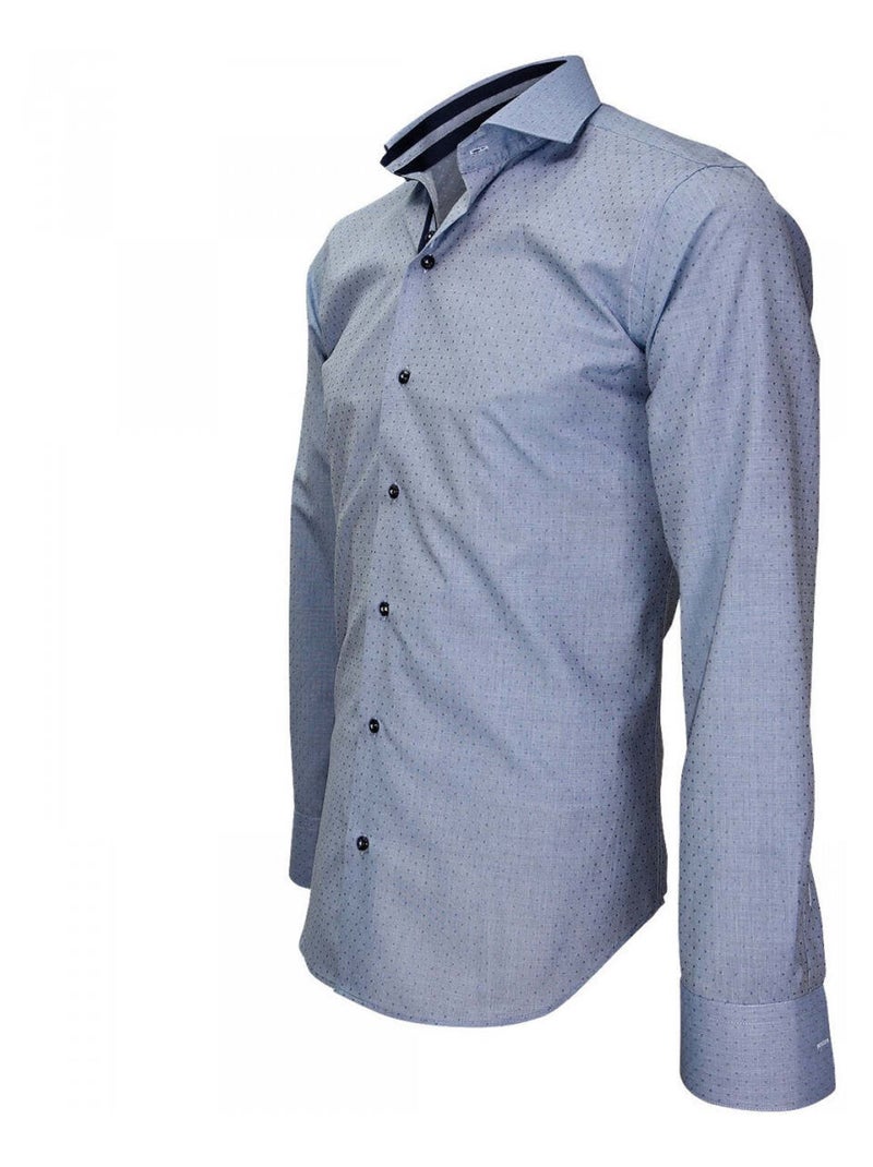 Chemise homme popeline armurée coupe cintrée CINECITTA Emporio balzani Bleu indigo , 43 Indigo - Kiabi