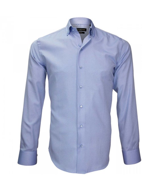 Chemise homme popeline armurée coupe cintrée ZINO Emporio balzani Bleu , 42 - Kiabi