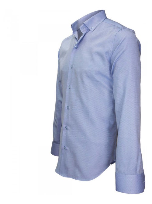 Chemise homme popeline armurée coupe cintrée ZINO Emporio balzani Bleu , 42 - Kiabi