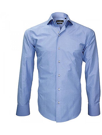 Chemise homme repassage facile coupe cintrée TIBURTINI Emporio balzani Bleu indigo , 38