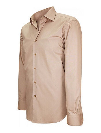 Chemise homme repassage facile coupe droite CANTERBERY Andrew Mac Allister Beige , 39