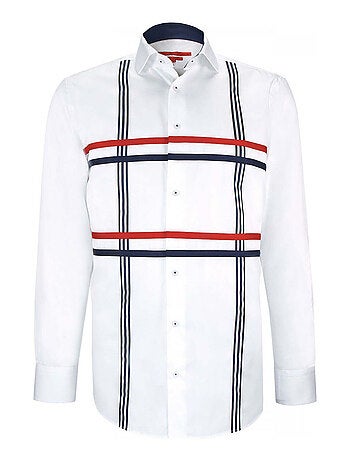 Chemise homme satin de coton coupe cintrée FLAG Andrew Mac Allister Blanc , 44