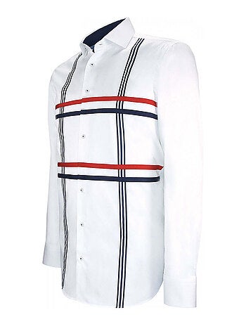 Chemise homme satin de coton coupe cintrée FLAG Andrew Mac Allister Blanc , 44