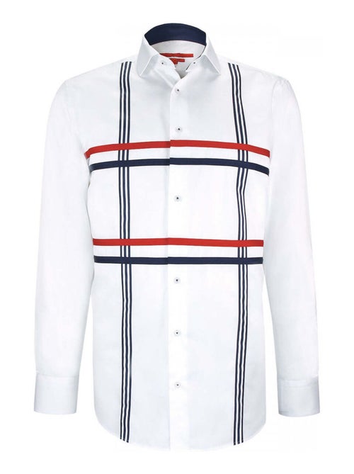 Chemise homme satin de coton coupe cintrée FLAG Andrew Mac Allister Blanc , 44 - Kiabi