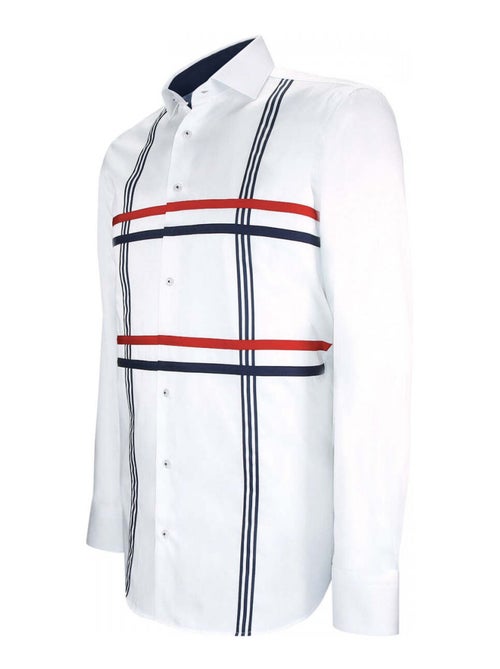 Chemise homme satin de coton coupe cintrée FLAG Andrew Mac Allister Blanc , 44 - Kiabi