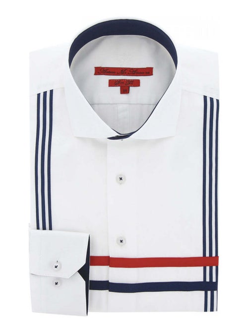 Chemise homme satin de coton coupe cintrée FLAG Andrew Mac Allister Blanc , 44 - Kiabi