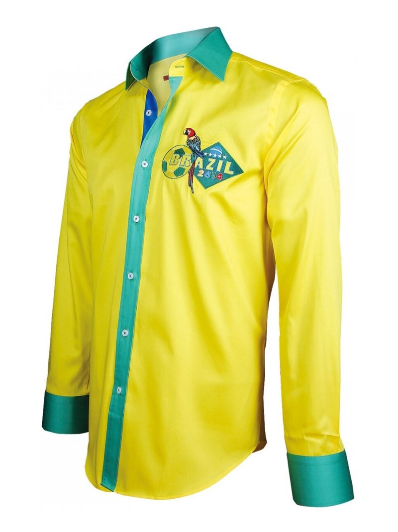 Chemise homme série limitée coupe cintrée BRAZIL Andrew Mac Allister Jaune , 42 Jaune - Kiabi