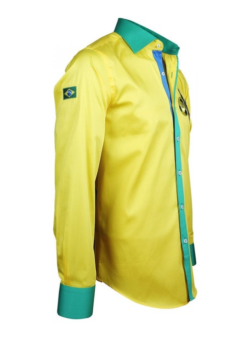 Chemise homme série limitée coupe cintrée BRAZIL Andrew Mac Allister Jaune , 42 - Kiabi