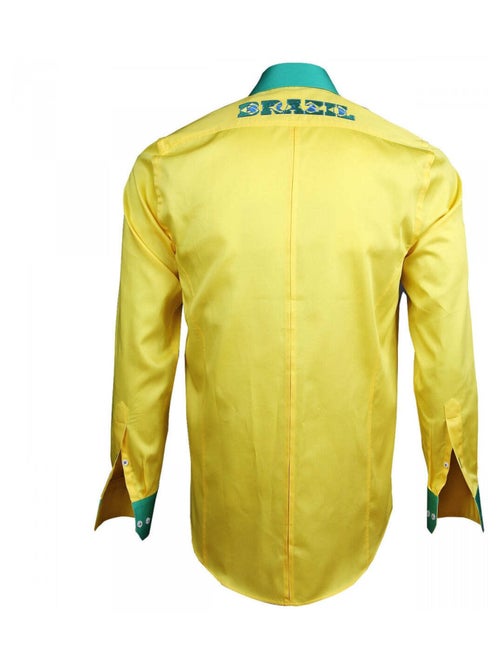 Chemise homme série limitée coupe cintrée BRAZIL Andrew Mac Allister Jaune , 42 - Kiabi