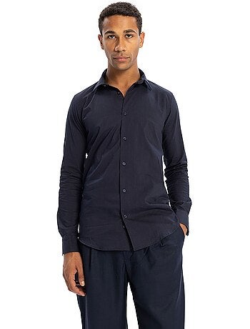Chemise homme slim en popeline de coton giesto